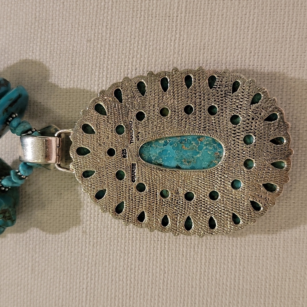 RARE Barse Turquoise & Silver Necklace with Detachable Pendant - Picture 5 of 12